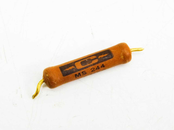 Caddock MS244 Power Film Resistor showing Caddock logo and MS 244 label on orange body with gold axial leads