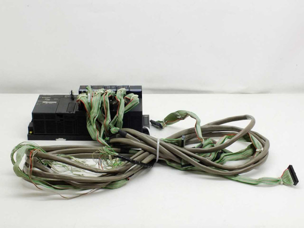 Mitsubishi MELSEC A1SJHCPU PLC CPU unit with attached field wiring harness coiled — full assembly overview