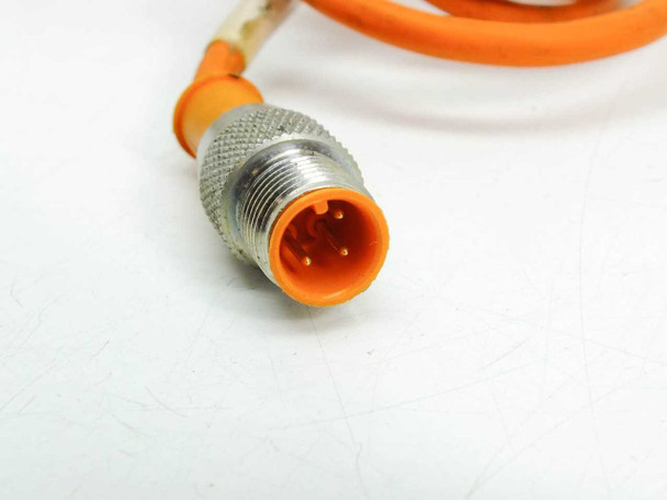 Lumberg RST3-RKMWV/LEDA3-90/2 M12 3-pole male straight connector close-up showing gold-plated pins