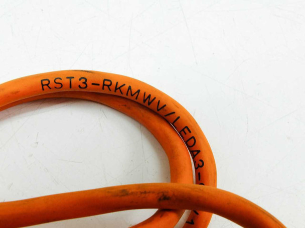 Lumberg RST3-RKMWV/LEDA3-90/1.5 part number printed on orange cable jacket