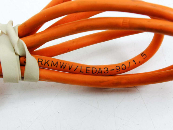 Lumberg RKMWV/LEDA3-90/1.5 part number label printed on orange cable jacket