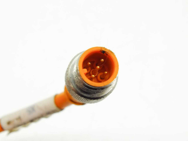 Lumberg RST 5-56/2 close-up of M12 5-pin male straight connector face showing gold-plated pin arrangement