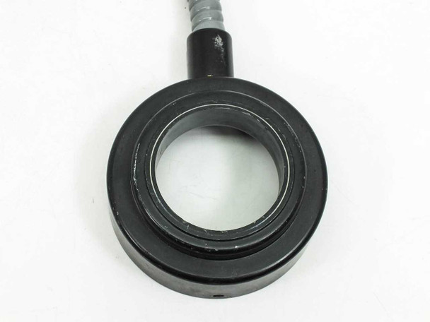 Volpi fiber optic ring light — close-up front view of black objective ring mount showing inner diameter and fiber optic output face
