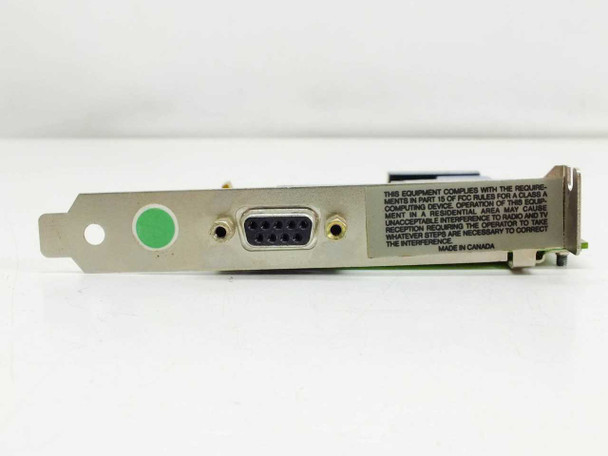 IBM 16F0487 Token Ring Network Adapter — bracket edge view showing DB9 connector, green indicator circle, and FCC compliance label reading Made in Canada