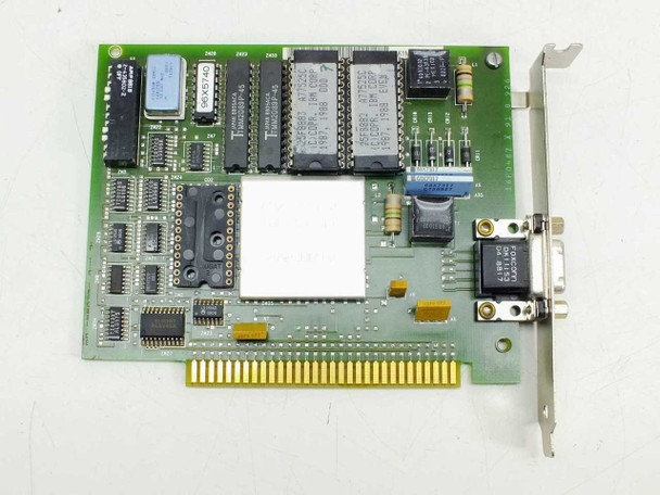 IBM 16F0487 Token Ring Network Adapter Short ISA card — alternate top view showing Texas Instruments ICs, DIP switches, memory chips, and DB9 connector