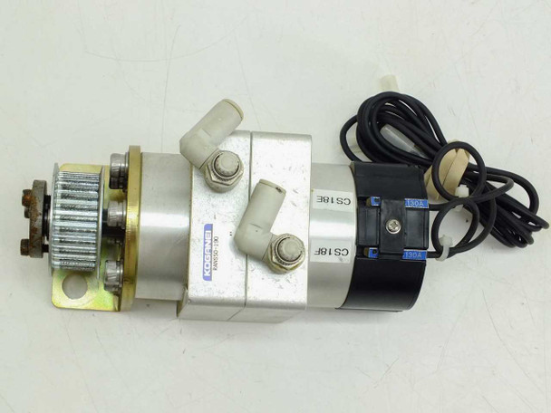 Koganei RANS50-190 Pneumatic Rotary Actuator side view showing CS18E and CS18F magnetic reed sensors and pneumatic port fittings
