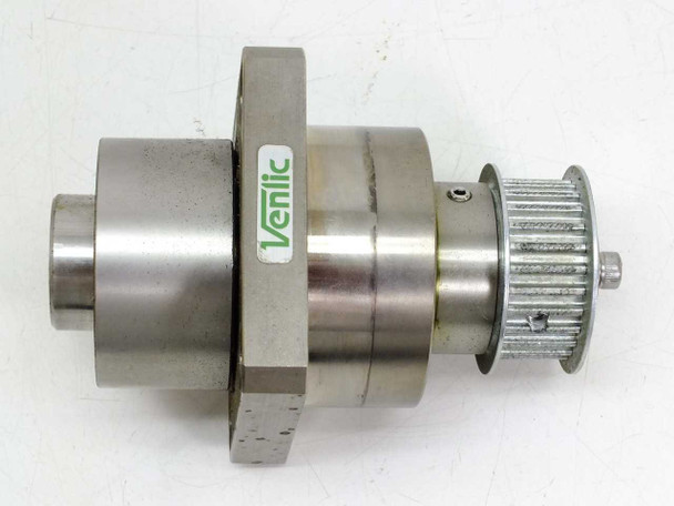 Venlic gear assembly — three-quarter view showing Venlic branding, timing belt pulley, and stainless steel housing