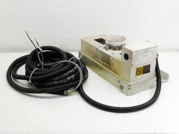 Eye Graphics UE041-401-05C UV curing lamp housing – right-side three-quarter view showing top lamp aperture and full cable harness