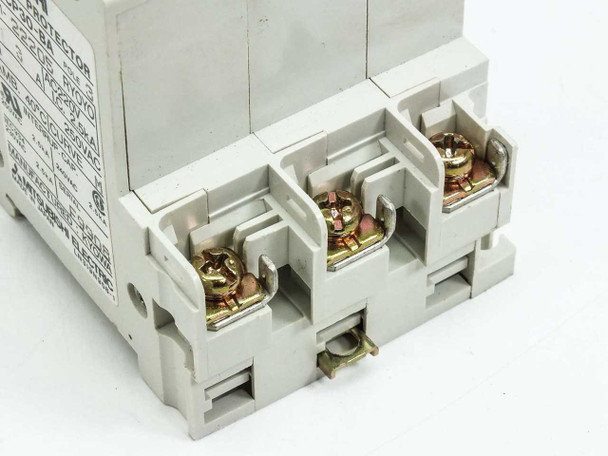 Mitsubishi CP30-BA bottom terminal view showing three screw-clamp input terminals