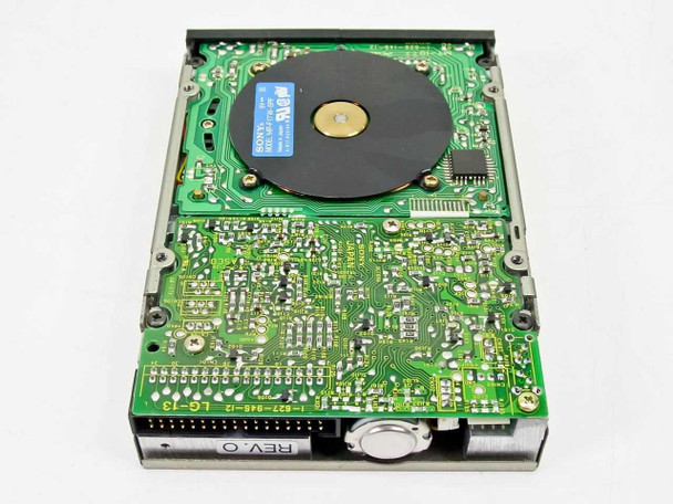 Sony MP-F17W-5PF — top-down PCB view showing drive motor, green circuit board, and internal components