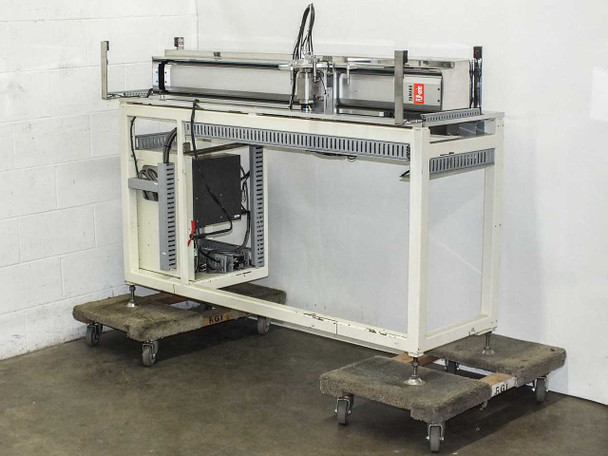 Yamaha LSII-B FLIP-X single axis robot on integrated stand with casters — full right-side view