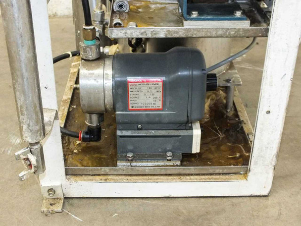 Chemipon NSD07-S29C-20MBSP Nikkiso Eiko metering pump mounted on frame base – side view