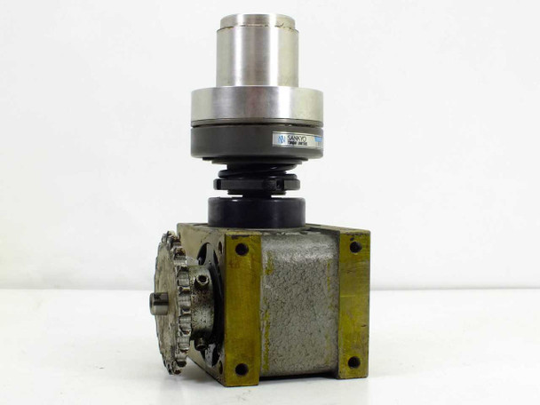 Sandex 4.5D Indexing Drive with Sankyo 6TF-3C Torque Limiter — right front three-quarter view showing chain sprocket input