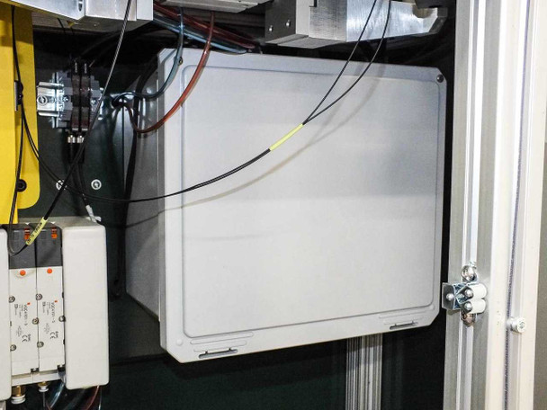 Uni-Solar MX1-711-000-5 — internal electrical enclosure box mounted on aluminum extrusion frame with wiring harness