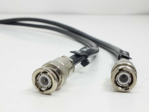 Close-up of two BNC cable connectors attached to Perkin-Elmer ABS Preamplifier – labeled A1S8-J2