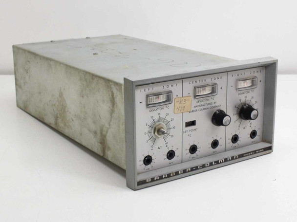 Barber-Colman 545C-1930-1 3-zone tube furnace temperature controller – front panel showing Left, Center, and Right zone deviation meters and controls