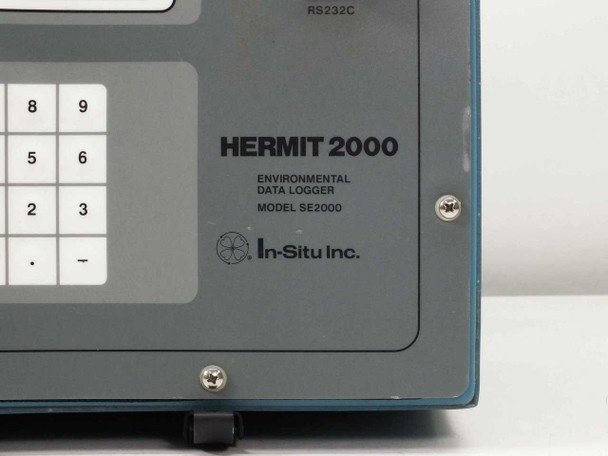 In-Situ Hermit 2000 Environmental Data Logger close-up of model label reading MODEL SE2000 with RS232C port label visible above