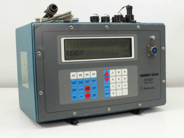 In-Situ SE2000 Hermit 2000 Environmental Data Logger – three-quarter front-left view showing full unit with sensor connectors and cables on top panel
