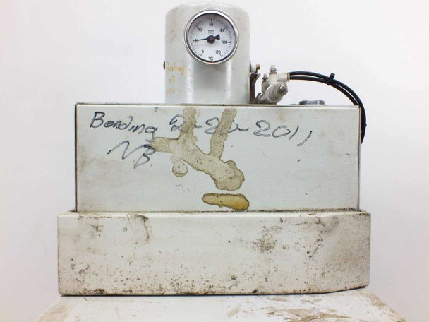 Guann Yinn GY181CD UV lamp/irradiator module top view — pressure gauge, solenoid valve, and handwritten label visible on housing