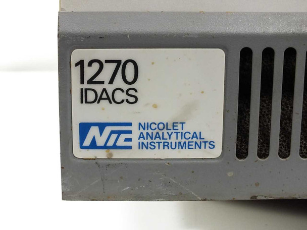 Nicolet 1270 IDACS – close-up of model label reading '1270 IDACS' with Nicolet Analytical Instruments (NIC) logo