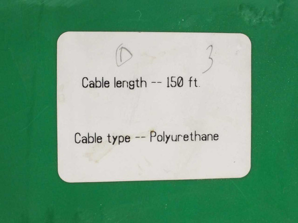 In-Situ cable reel handwritten label showing cable length 150 ft and cable type polyurethane