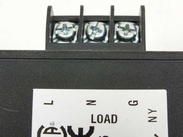 Islatrol IC+107 — LOAD side screw terminal block close-up showing L, N, G terminals