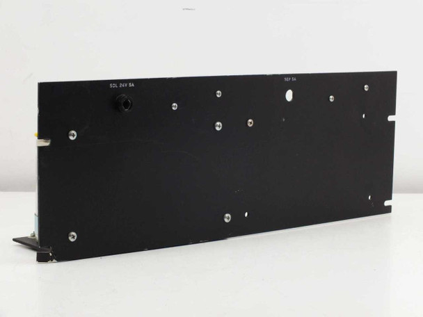 Elpac BFS 200-24 3U rack-mount power system — side profile view of black panel showing SOL 24V 8A and REF 8A markings
