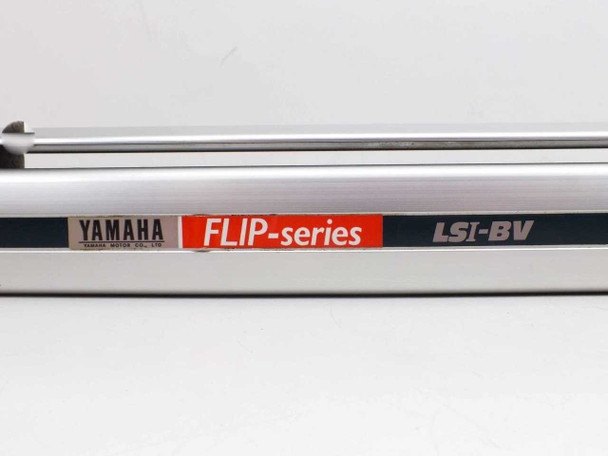 Yamaha FLIP-series LSI-BV label closeup showing brand name and series designation on aluminum housing