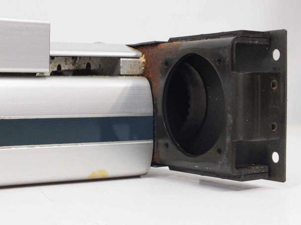 Yamaha LS1BRV-450 motor-end closeup showing empty motor mount opening with surface rust and corrosion