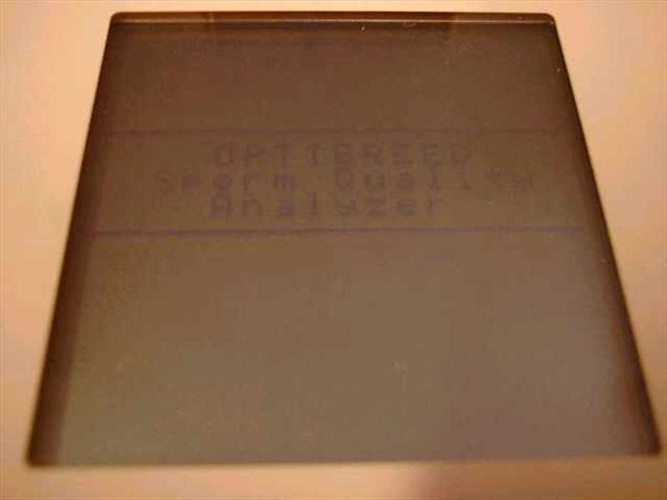 Optibreed SQA III LCD screen showing 'Sperm Quality Analyzer' startup text