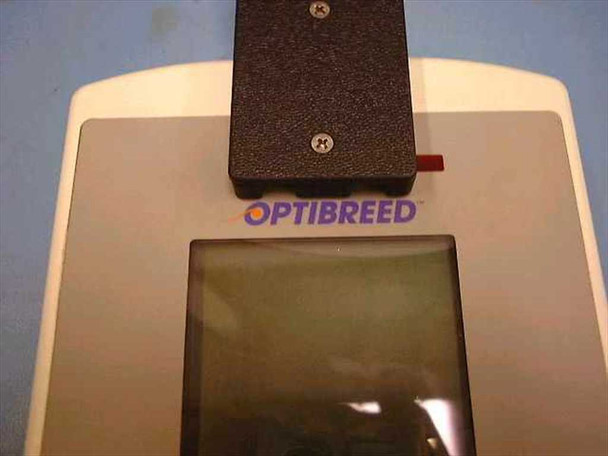 Alpharma Optibreed SQA III close-up of sample port and optical sensor module mounted on top of unit