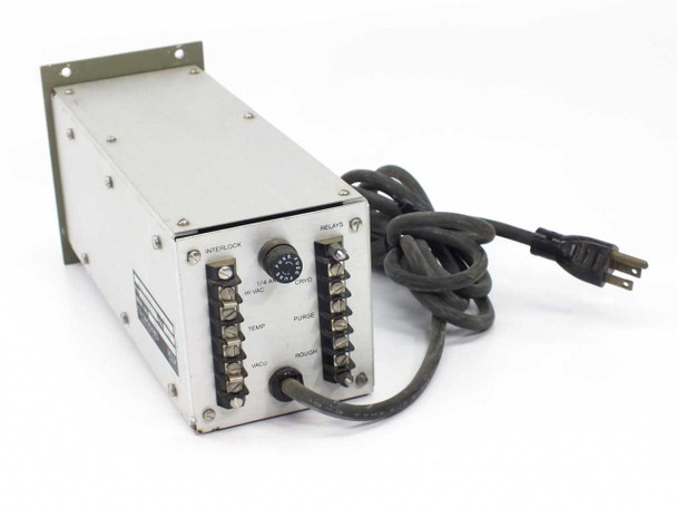 CTI-Cryogenics 8044001G01C Cryo-Torr Regeneration Control — rear/side panel showing Interlock and Relay terminal strips, fuse holder, and labeled wiring connections