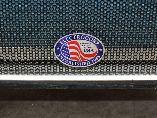 Electrocorp brand label on filter grille — Proudly Made in the USA, Established 1985