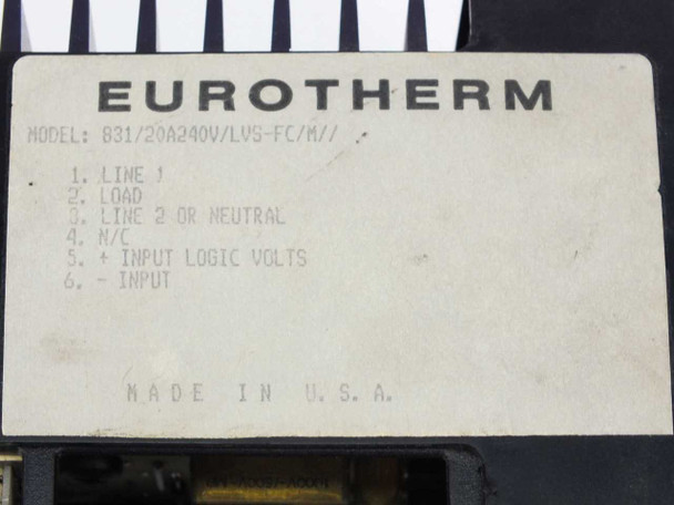 Eurotherm 831 wiring diagram label — terminal assignments: Line 1, Load, Line 2 or Neutral, N/C, +Input Logic Volts, -Input