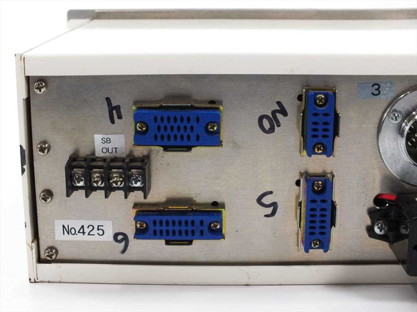 Fotcure UV Controller rear panel left-side detail — D-sub connectors labeled h, ON, S with SB OUT label and terminal block, No.425 label