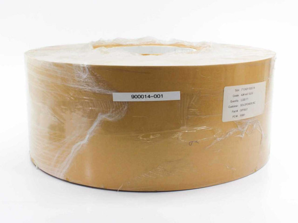 Brown GPF85/7 Grade 42 kraft paper roll 7-inch x 5000 ft wrapped in plastic with label showing part number 900014-001