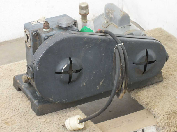 Welch 1399 DuoSeal Vacuum Pump rear and belt guard view showing dual belt covers and inlet/outlet fittings