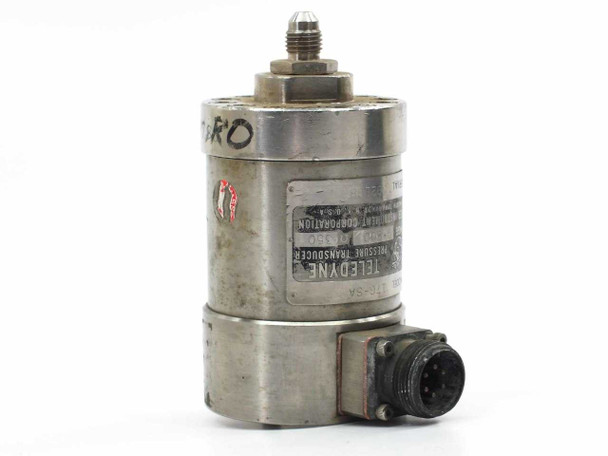 Teledyne Taber 176-SA pressure transducer front view showing label and multi-pin connector