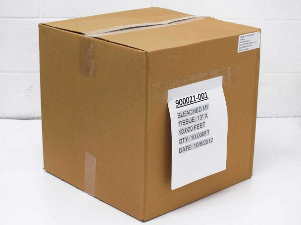 Pacon 900021-001 outer shipping carton with label showing 900021-001 Bleached MF Tissue 13 x 10000 ft date 10/8/2012