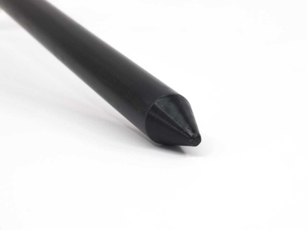 Close-up of tapered tip of black plastic CD DVD disc spindle post