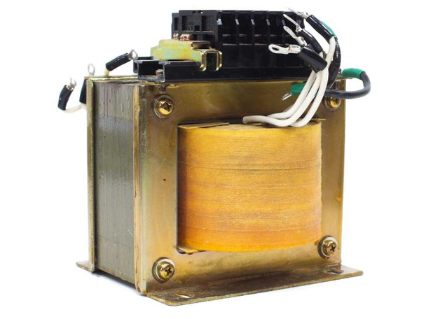 Nunome Electric NESB330CUL09705-03 330VA transformer – left-side angle view showing brass-colored core housing and terminal connections