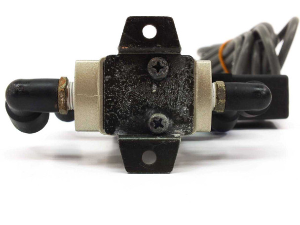 SMC VNA111A bottom view showing mounting bracket, port connections, and solenoid wiring