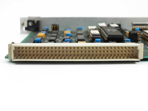 Hughes 7742917 VME board — close-up of high-density VME backplane connector pins on card edge