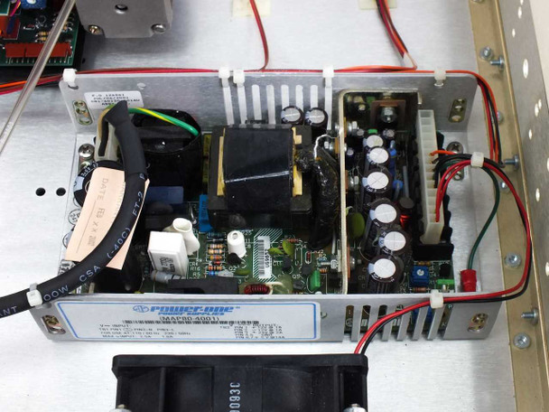 Interior closeup – Power-One switching power supply board inside the Caliper Technologies 605 Pressure Control