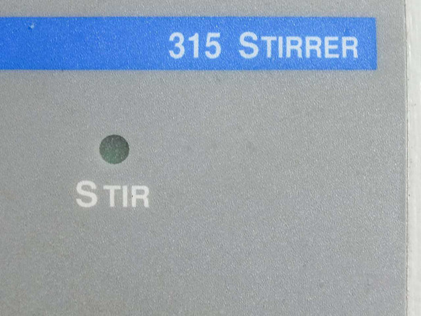 VWR Scientific 315 Stirrer — close-up of front panel blue header label reading '315 Stirrer' and green STIR indicator dot