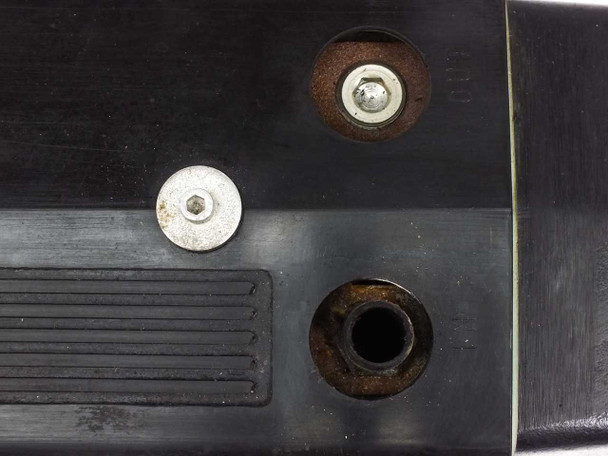 Busch SV 1016 B 000 1HXX vacuum pump — top port detail showing inlet port with surface rust around fitting and hardware
