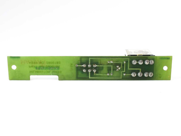 Drytek 2800194 switch board edge view showing PCB trace layout and solder side of relay and connector assembly