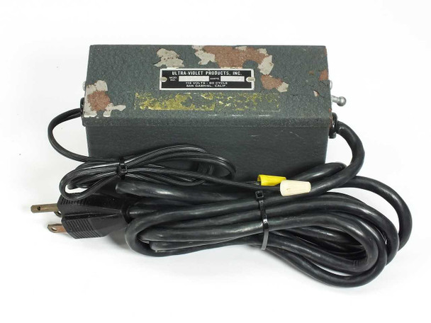 Ultra-Violet Products SCT-1 UV pencil lamp power supply – top and front view showing rating plate and output cord with yellow connector cap