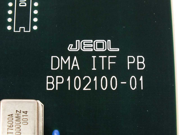 JEOL DMA ITF PB BP102100-01 — close-up of PCB silkscreen label showing JEOL branding and part number