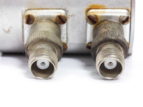 Texscan RA-70 Attenuator – close-up of dual female SMA connectors showing oxidation and wear